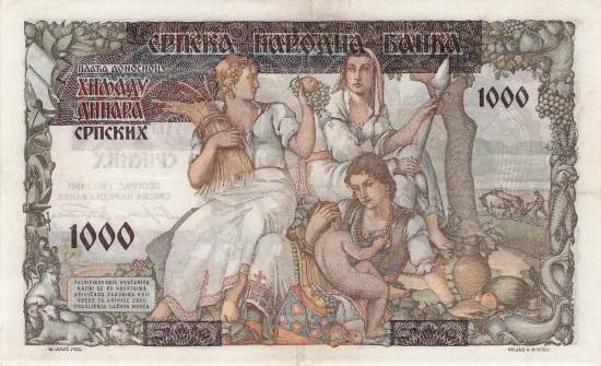 Serbien p.24 ro.602 1000 Dinara 1941